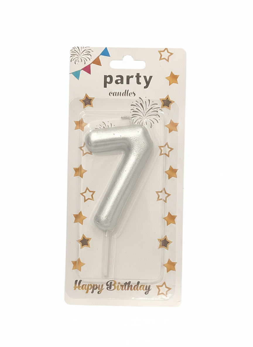 Party Candle Number 7 Silver