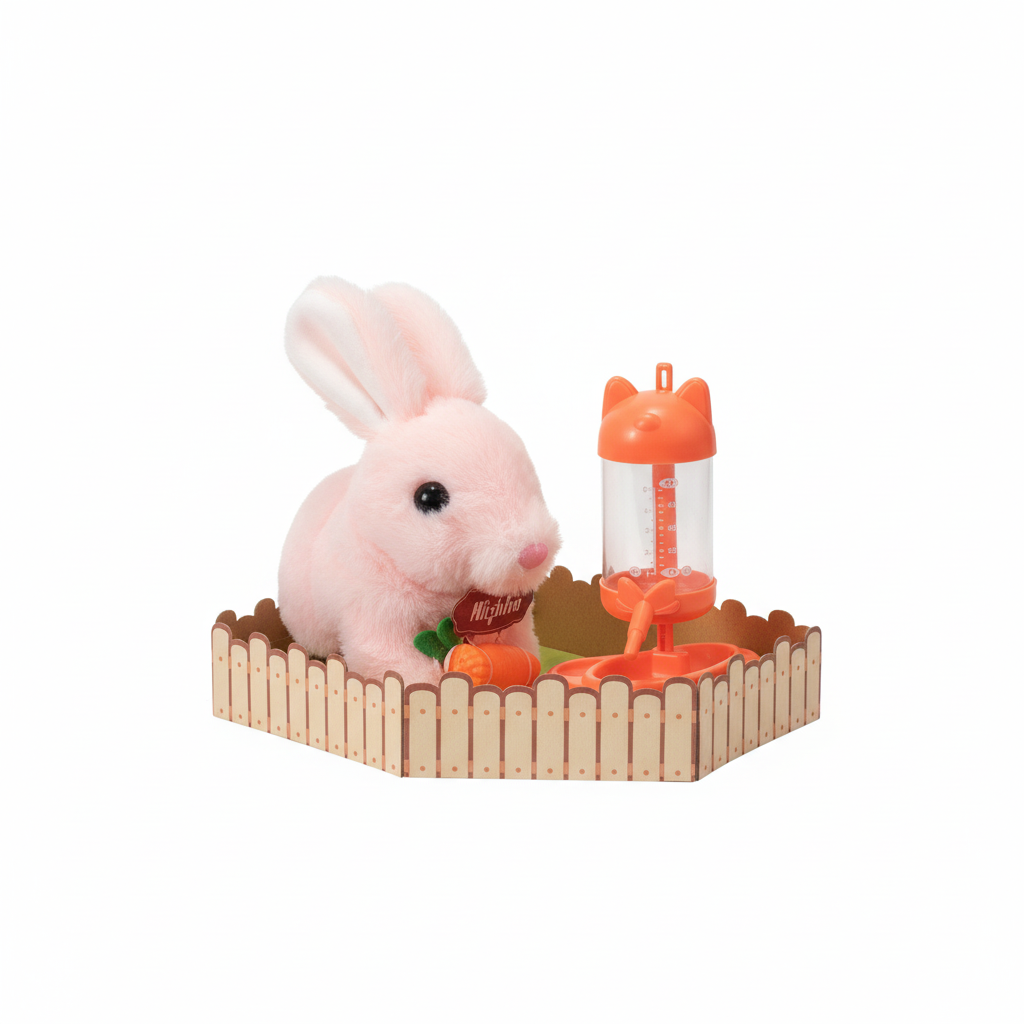 Pets! Lovely Mini Electronic Plush Rabbit Pet Pethouse