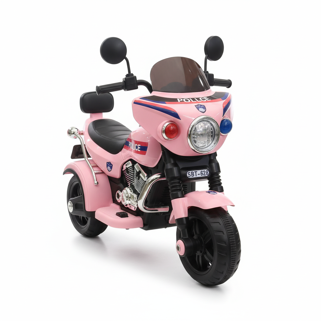 Pink Police-Themed Ride-On Motorcycle Toy