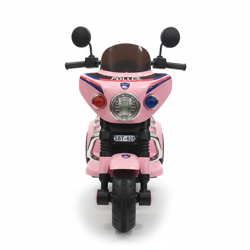 Pink Police-Themed Ride-On Motorcycle Toy
