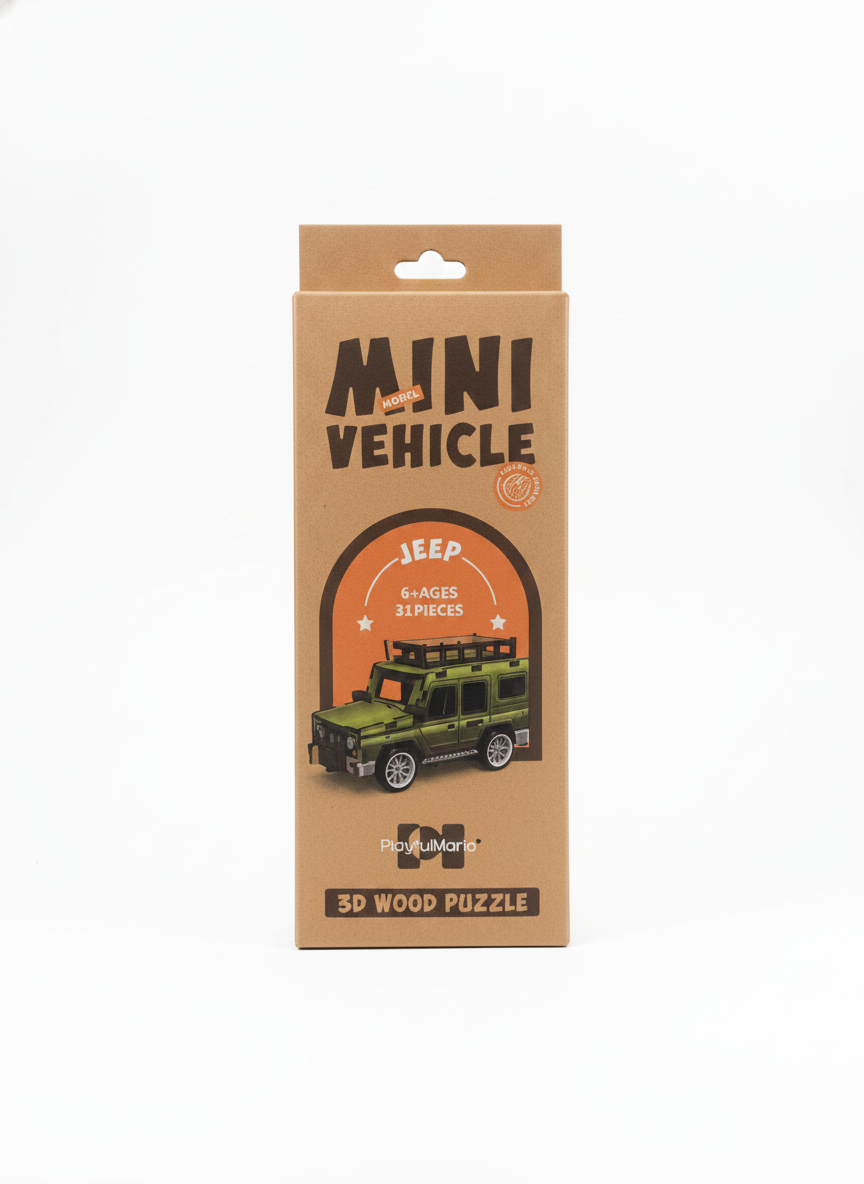 PlayfulMario Mini Model Vehicle Jeep 3D Wood Puzzle