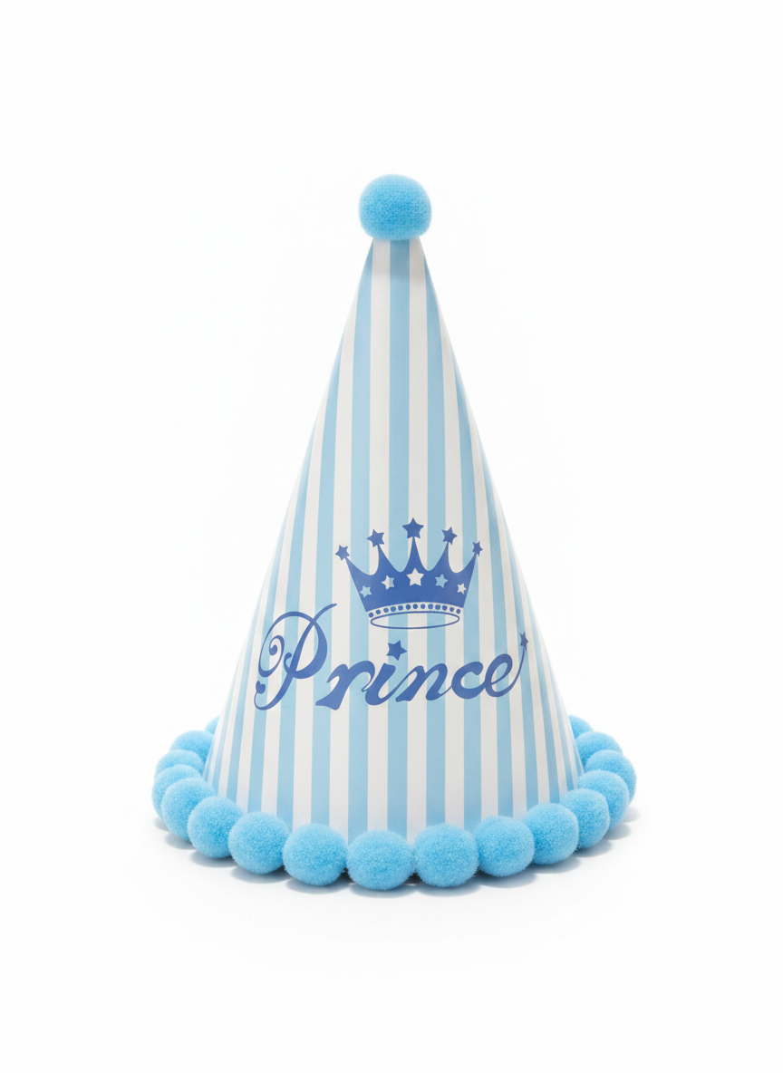Prince Royal Blue Striped Party Hat