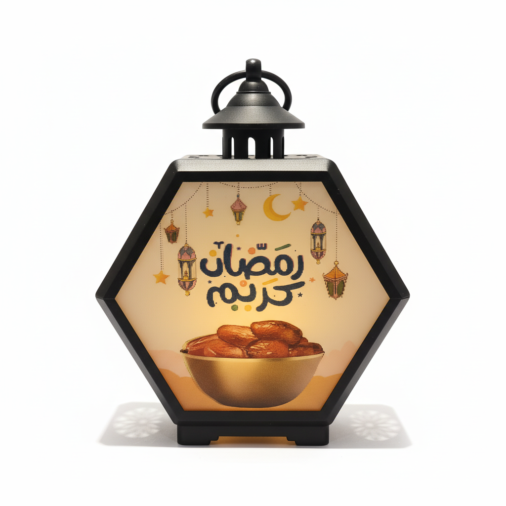 Ramadan Kareem Decorative Hexagonal Lantern with Dates Design