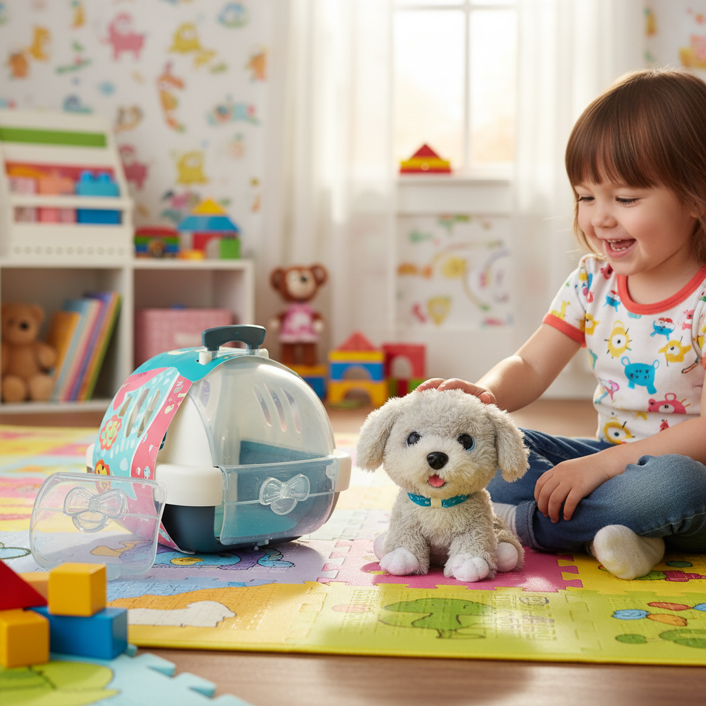 Shimmer Pet Carrier with Plush Puppy