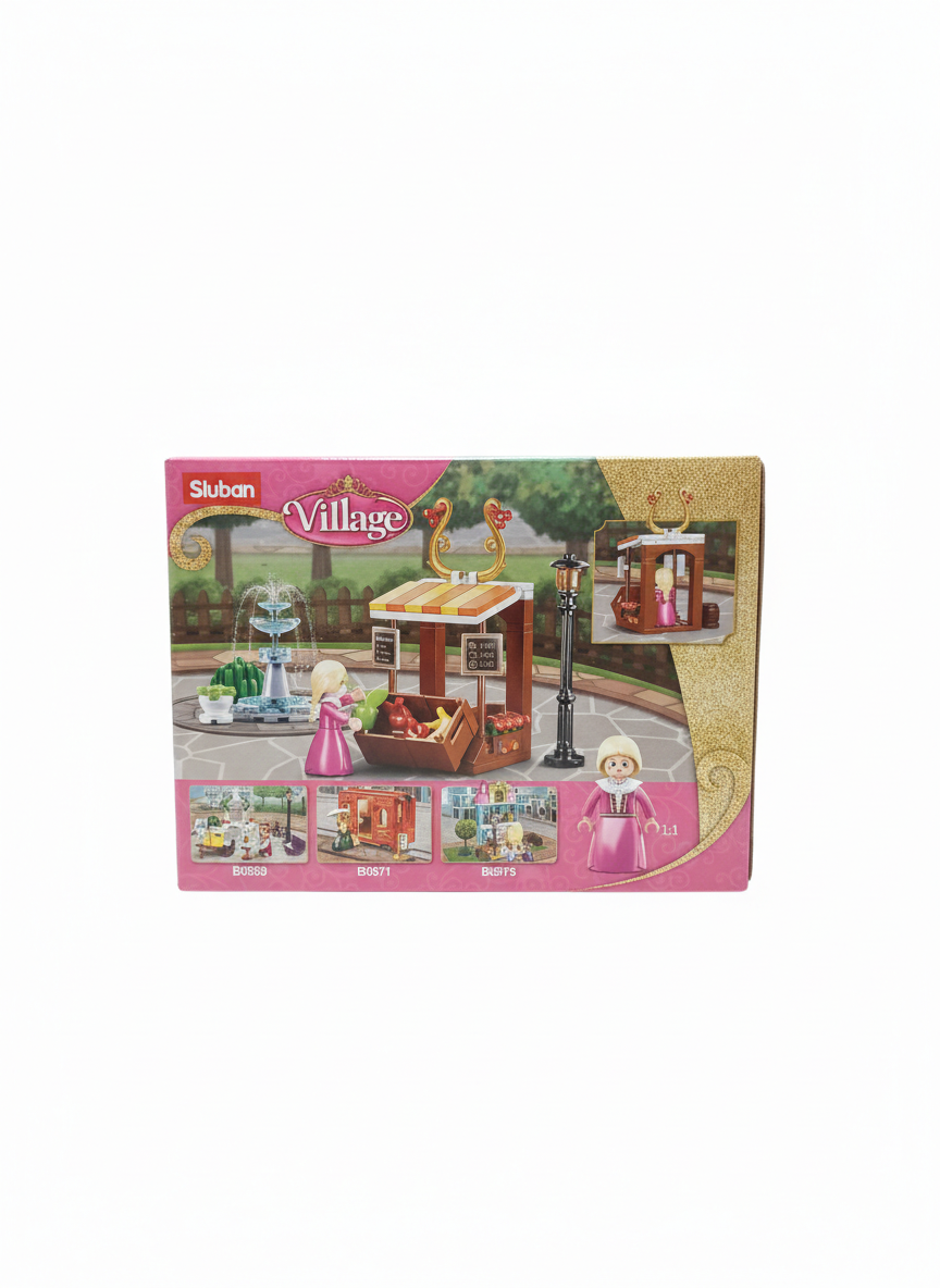 Sluban Village Fruit Stall and Fountain Building Blocks Set