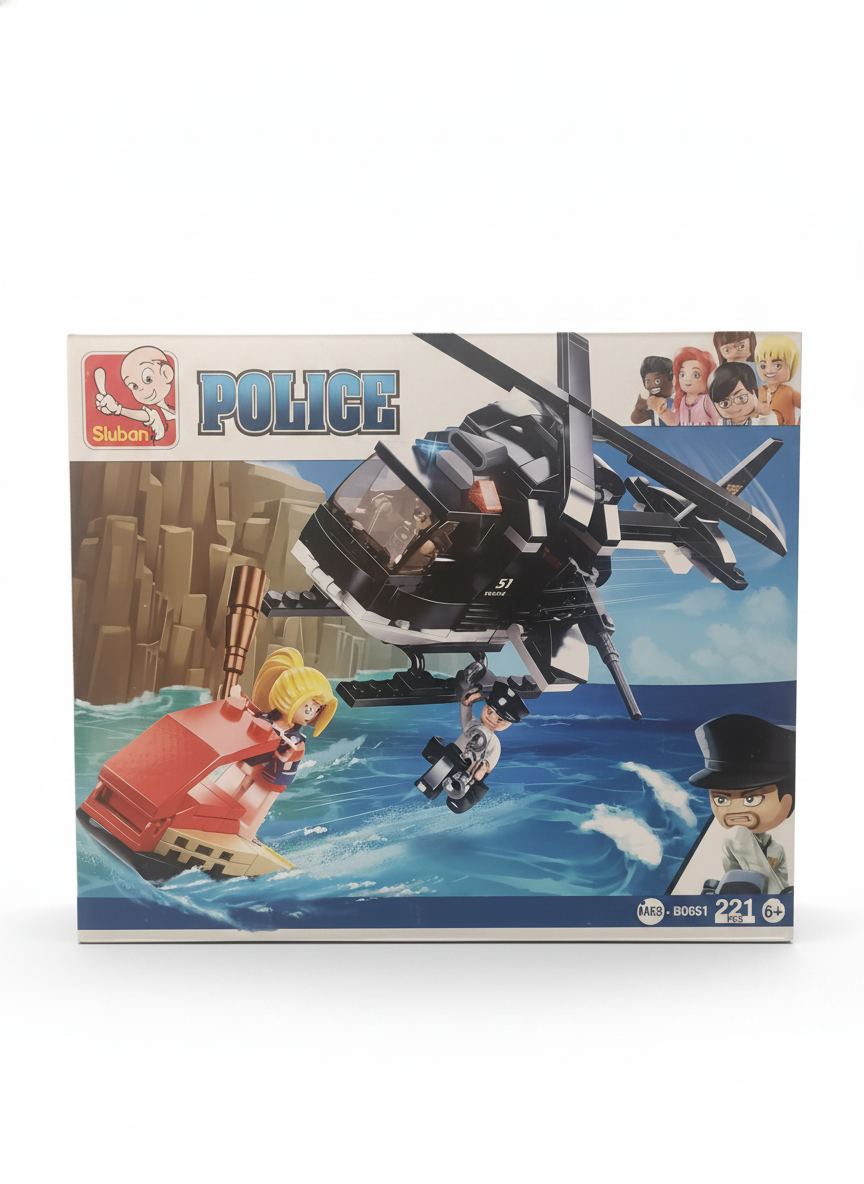 Sluban Police Rescue Helicopter and Boat Building Set M38-B0651