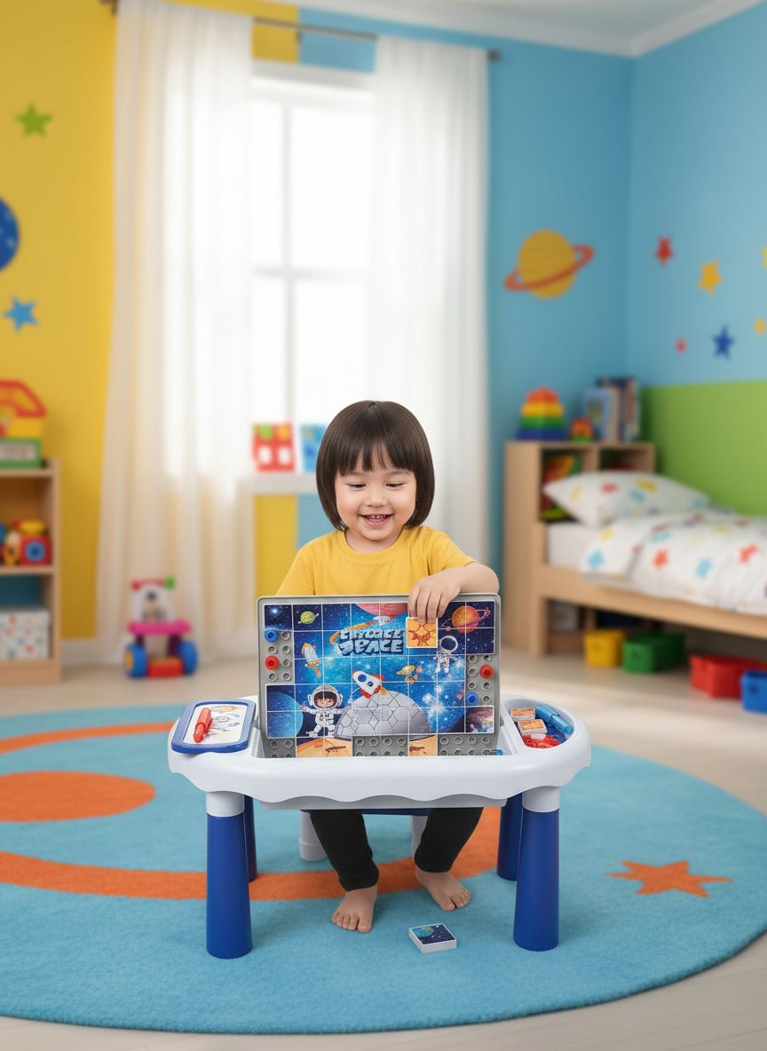 Space Explore Puzzle Table 6-in-1 Multi-functional Learning Desk