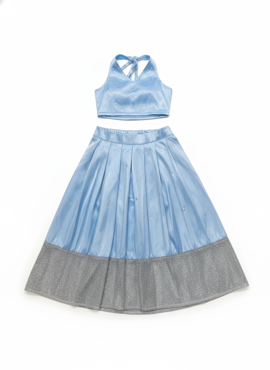 Sparkling Sky Blue Two-Piece Dress-Up Set