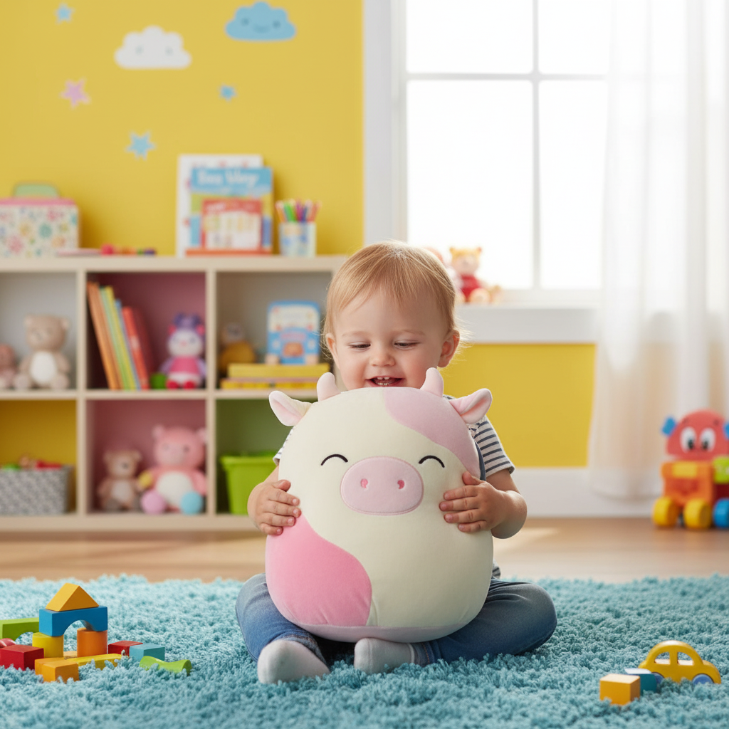 Squishmallows Pink and Cream Spotted Cow Plush