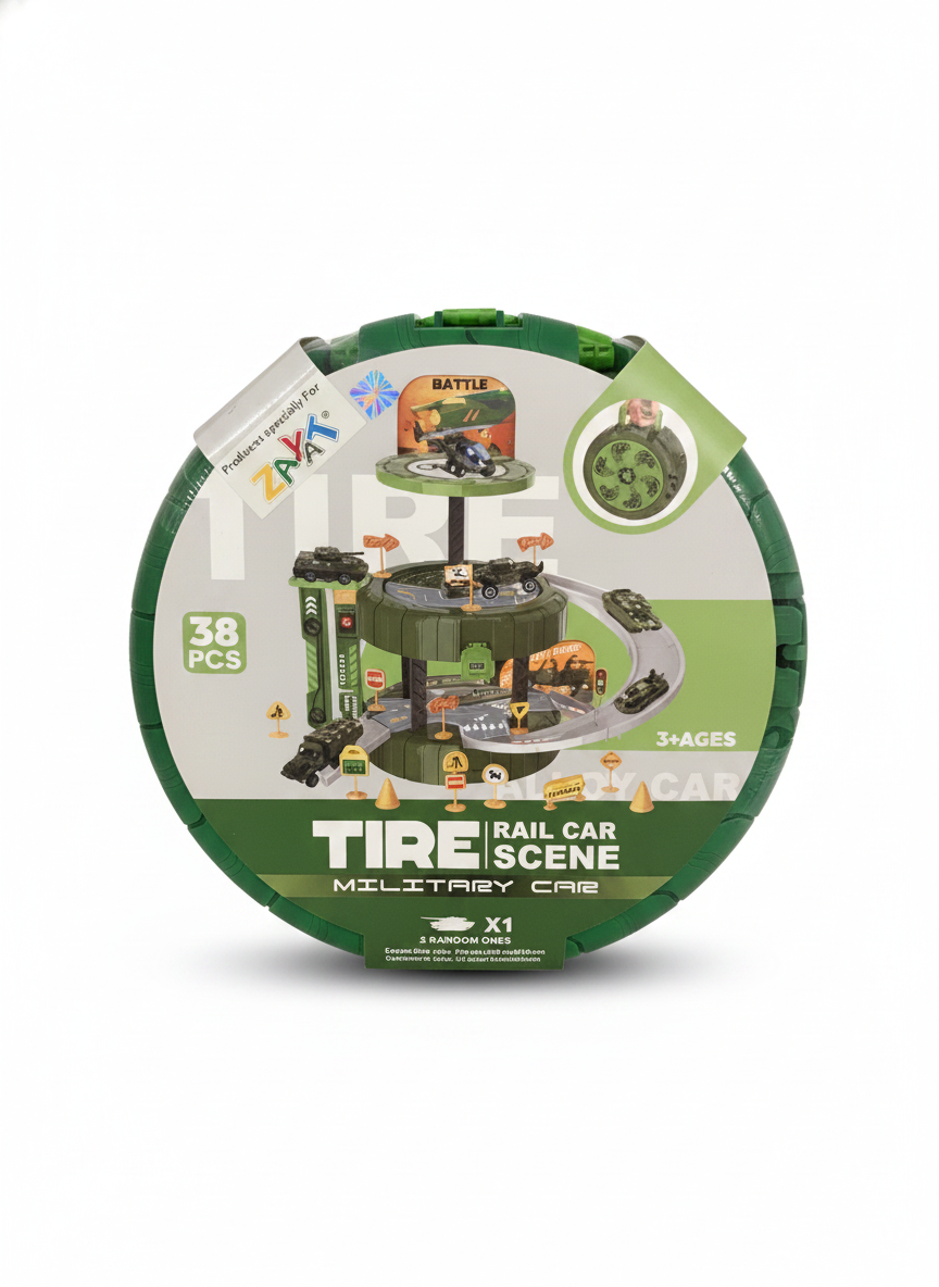 Tire Rail Car Scene Military Car Playset
