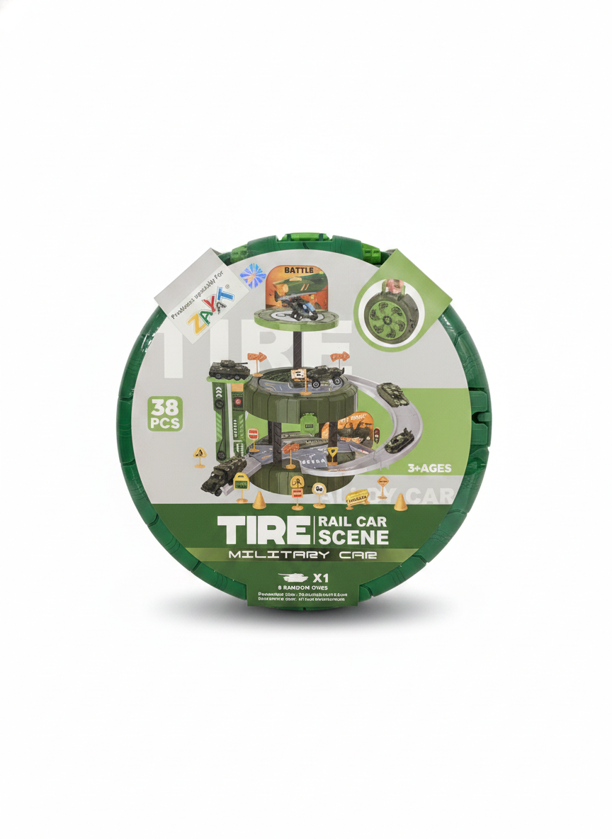 Tire Rail Car Scene Military Car Playset