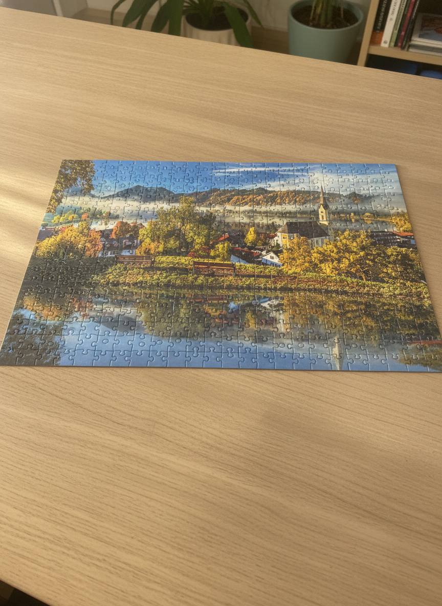 Trefl 1000 Piece Panorama Jigsaw Puzzle - Autumn Lakeside Village