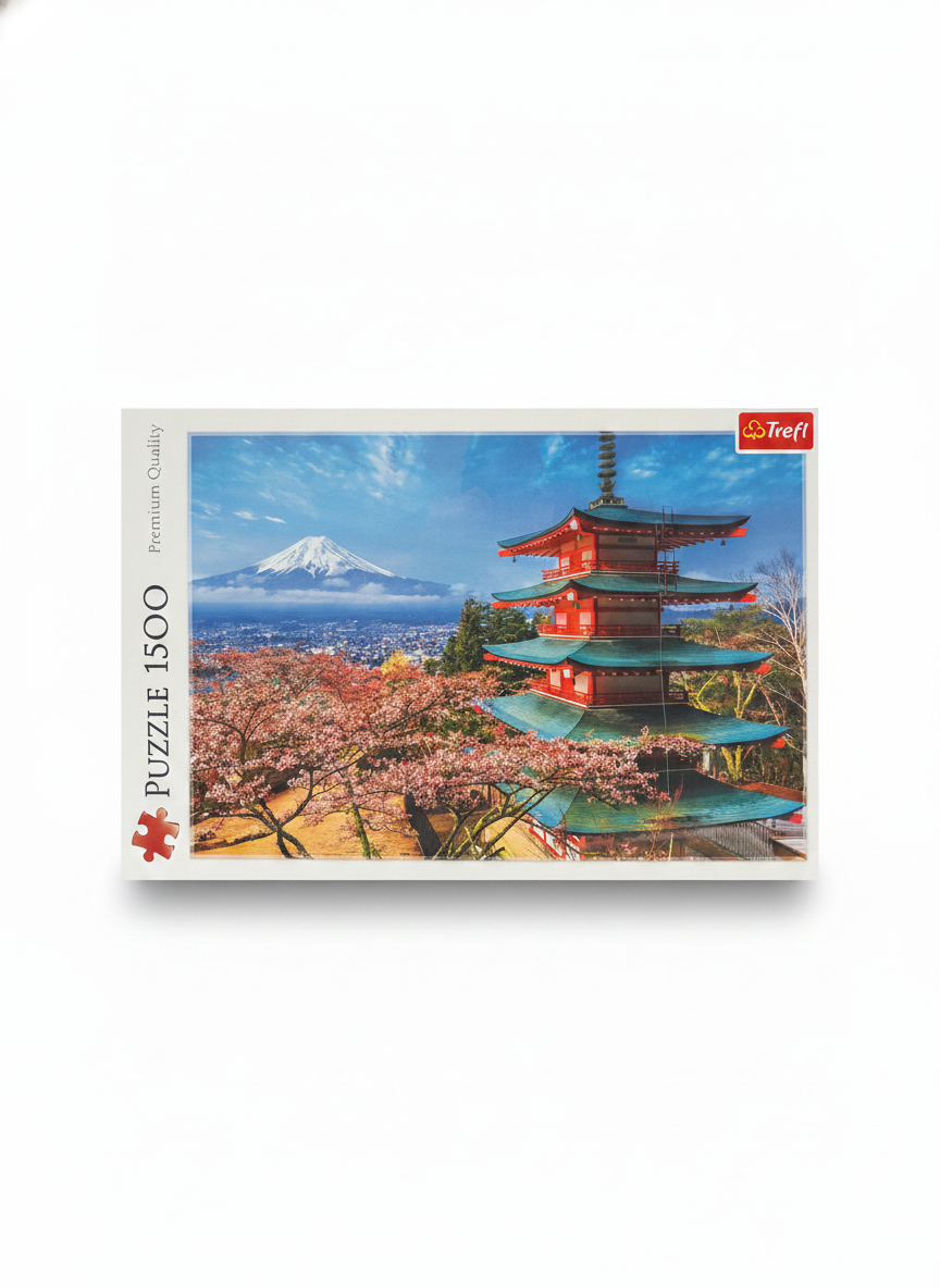 Trefl 1500 Piece Puzzle: Japanese Pagoda and Mount Fuji with Cherry Blossoms