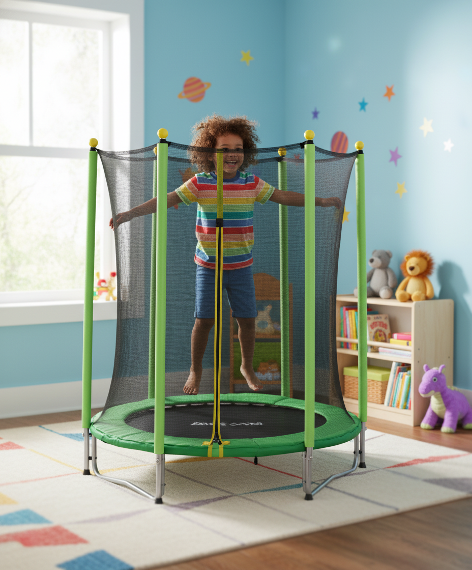 OUTSUNNY Kids' Mini Trampoline with Safety Enclosure
