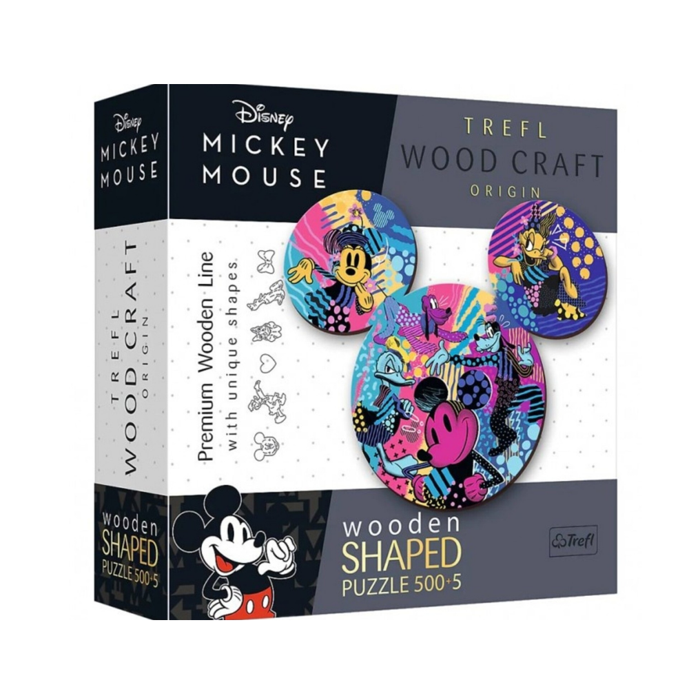 Disney Mickey Mouse Trefl Wood Craft ORIGIN Wooden Shaped Puzzle 500+5