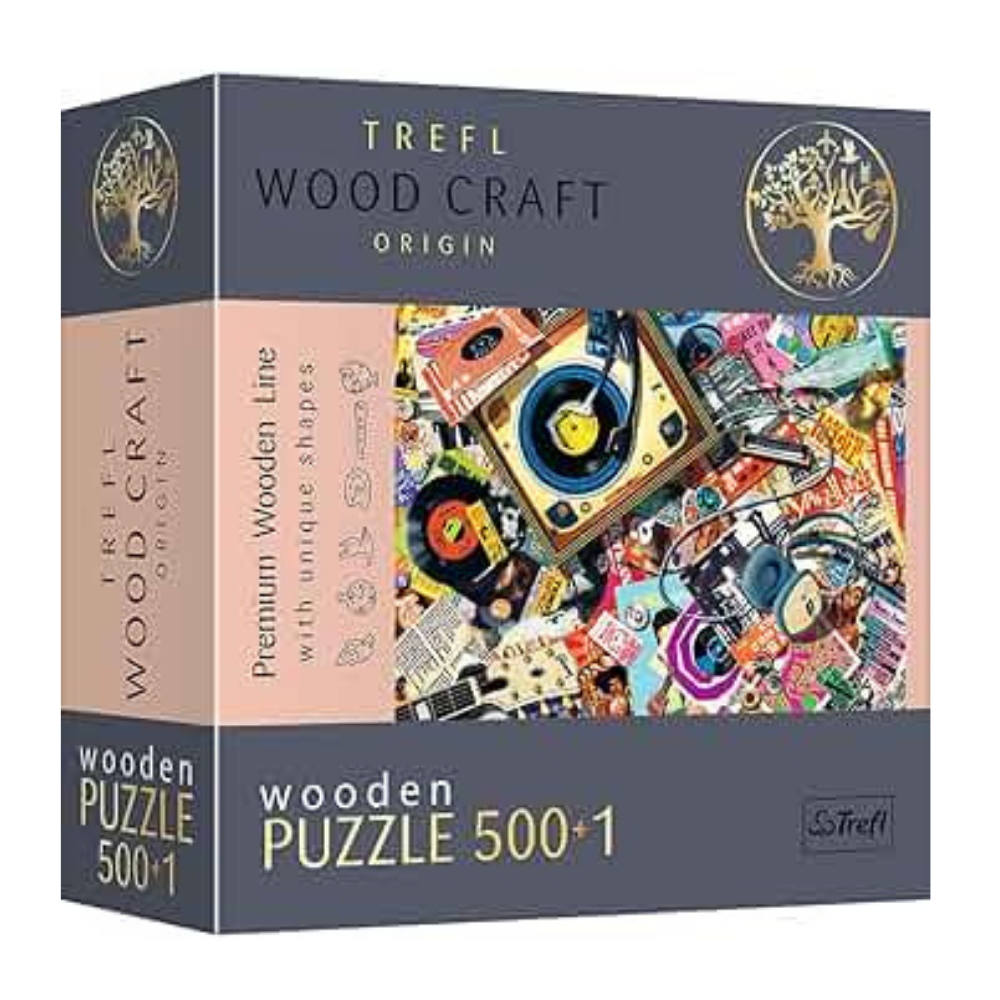 Trefl Wood Craft Origin Premium Wooden Puzzle 500+1 - Vintage Music Collage