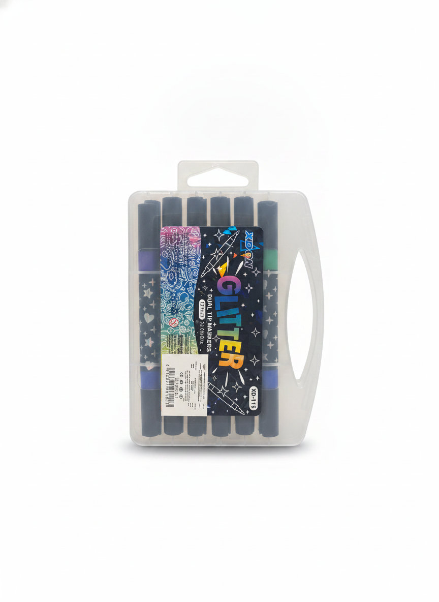XDDON Glitter Dual Tip Markers (12 Pack / 24 Colors)