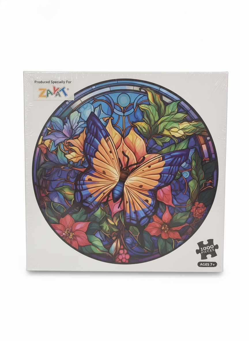 ZAYAT Stained Glass Butterfly 1000 Piece Jigsaw Puzzle