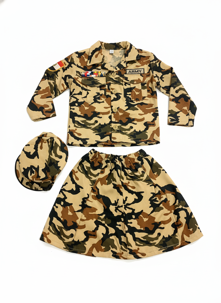 Girl Army Camouflage Costume Set