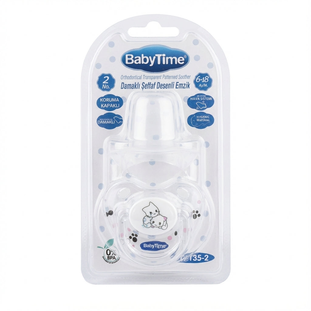 BabyTime Orthodontical Transparent Patterned Soother