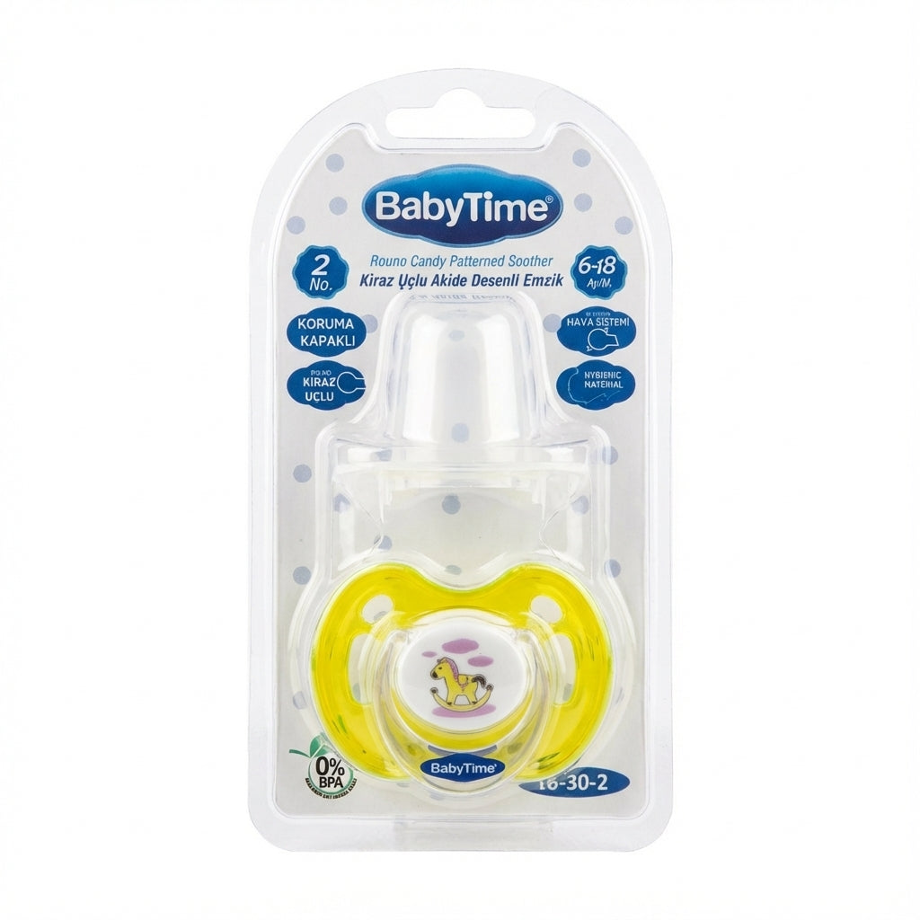 BabyTime Round Cherry-Tipped Candy Patterned Soother Stage 2 (6-18 Months)