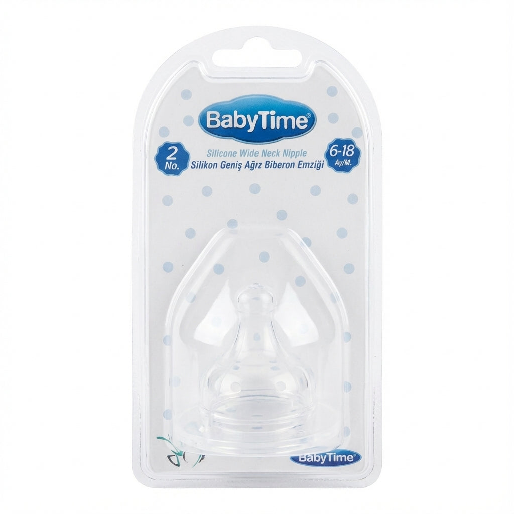 BabyTime Silicone Wide Neck Nipple (Size 2, 6-18 Months)