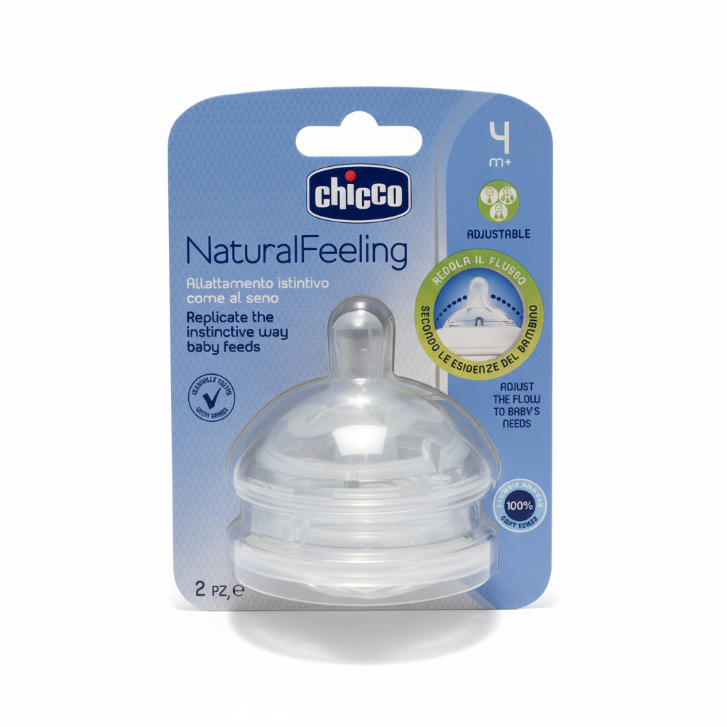 Chicco NaturalFeeling Adjustable Flow Silicone Teats 4m+ (2 Pcs)