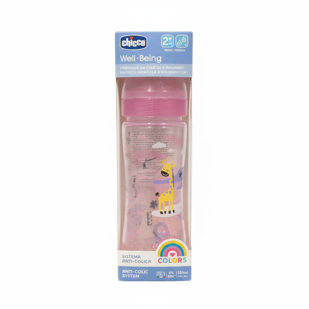 Chicco Well-Being Colors Anti-Colic Feeding Bottle 250ml