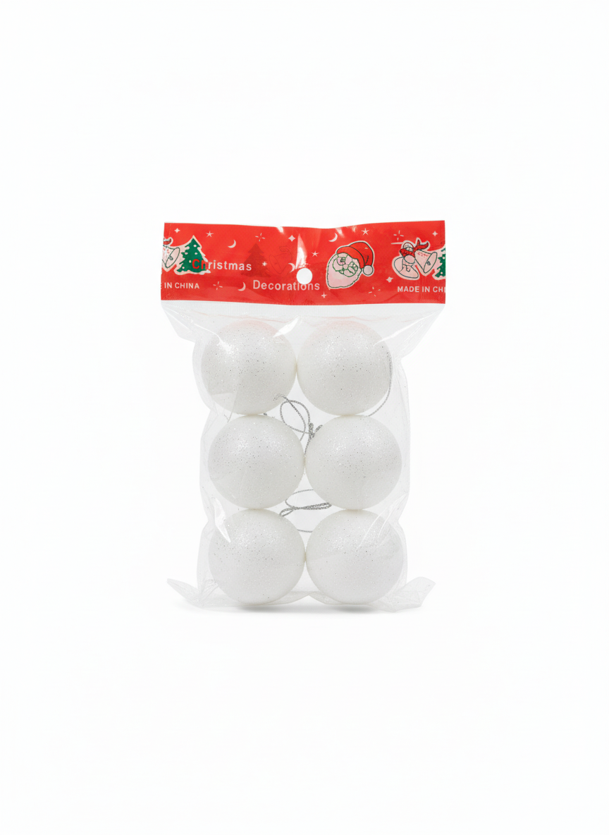 Christmas Decorations - Glitter White Ornaments