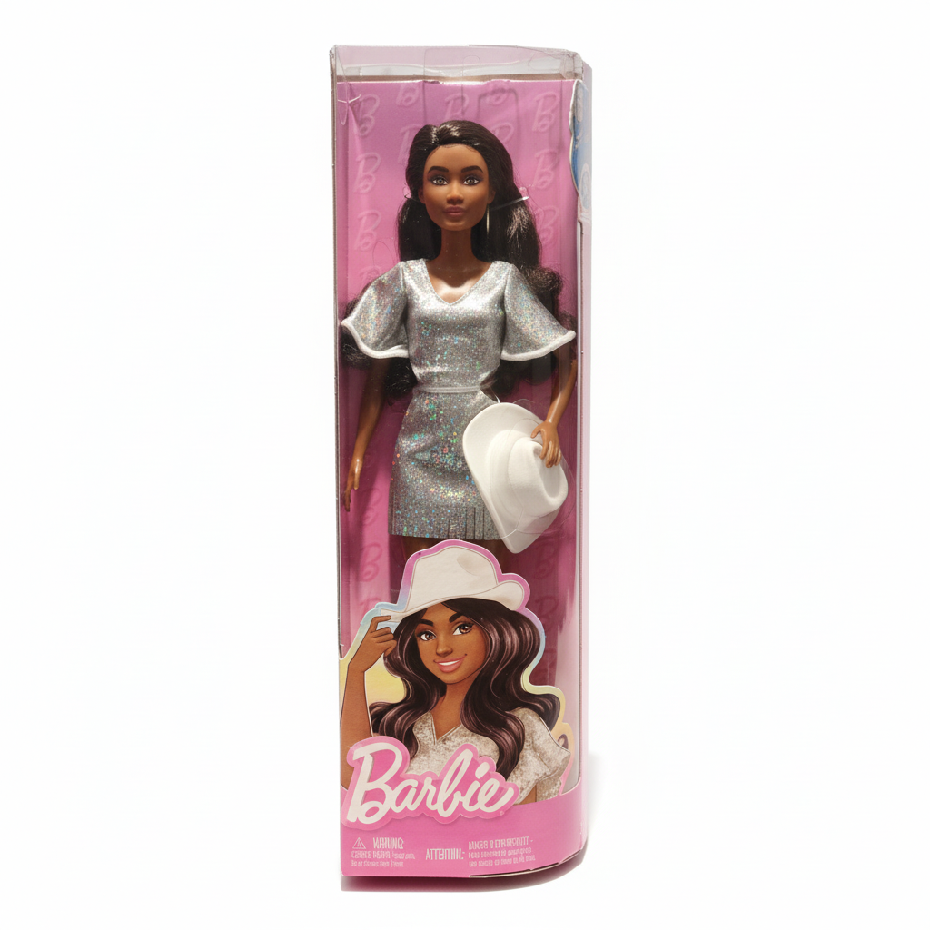 Barbie Doll with Sparkly Dress and Cowboy Hat