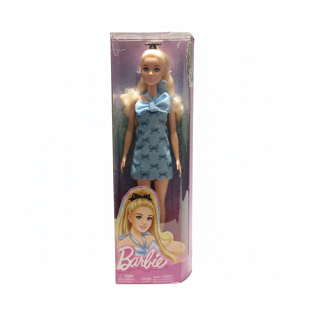 Barbie Fashionistas Doll with Blue Bow Halter Dress & Blonde Hair