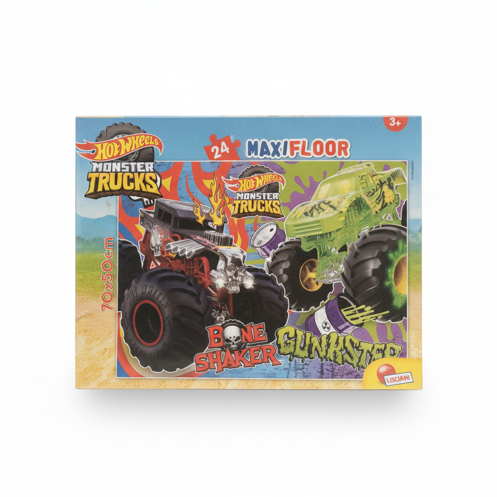 Hot Wheels Monster Trucks 24 MaxiFloor Puzzle featuring Bone Shaker & Gunkster