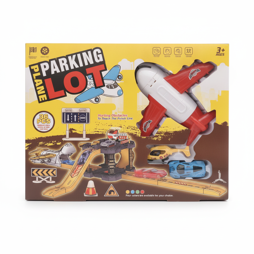 Plane Parking Lot Racing Car Playset
