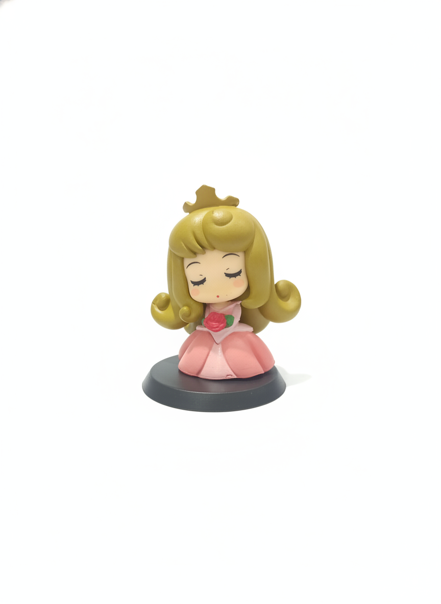 Chibi Princess Figurine with Rose Dress