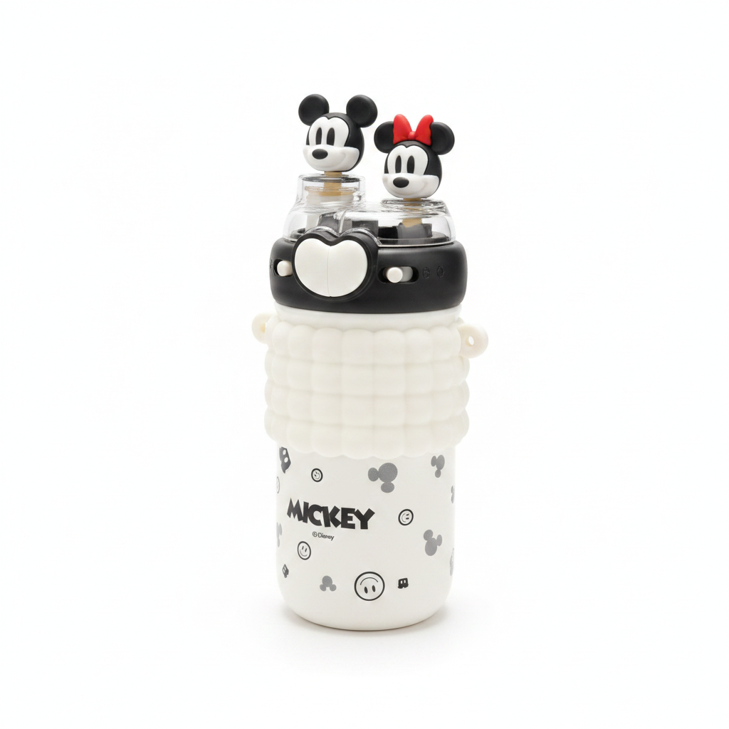 Disney Mickey & Minnie Dual Spout Kids Water Bottle (520 ML)