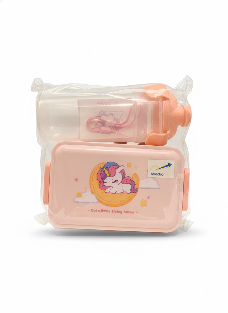 Cute Little Flying Horse Unicorn Lunchbox & Water Bottle Set