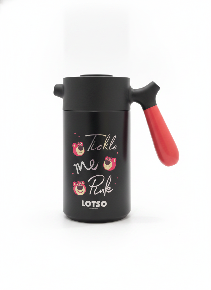 Disney Pixar Lotso 'Tickle Me Pink' Black & Red Handled Bottle