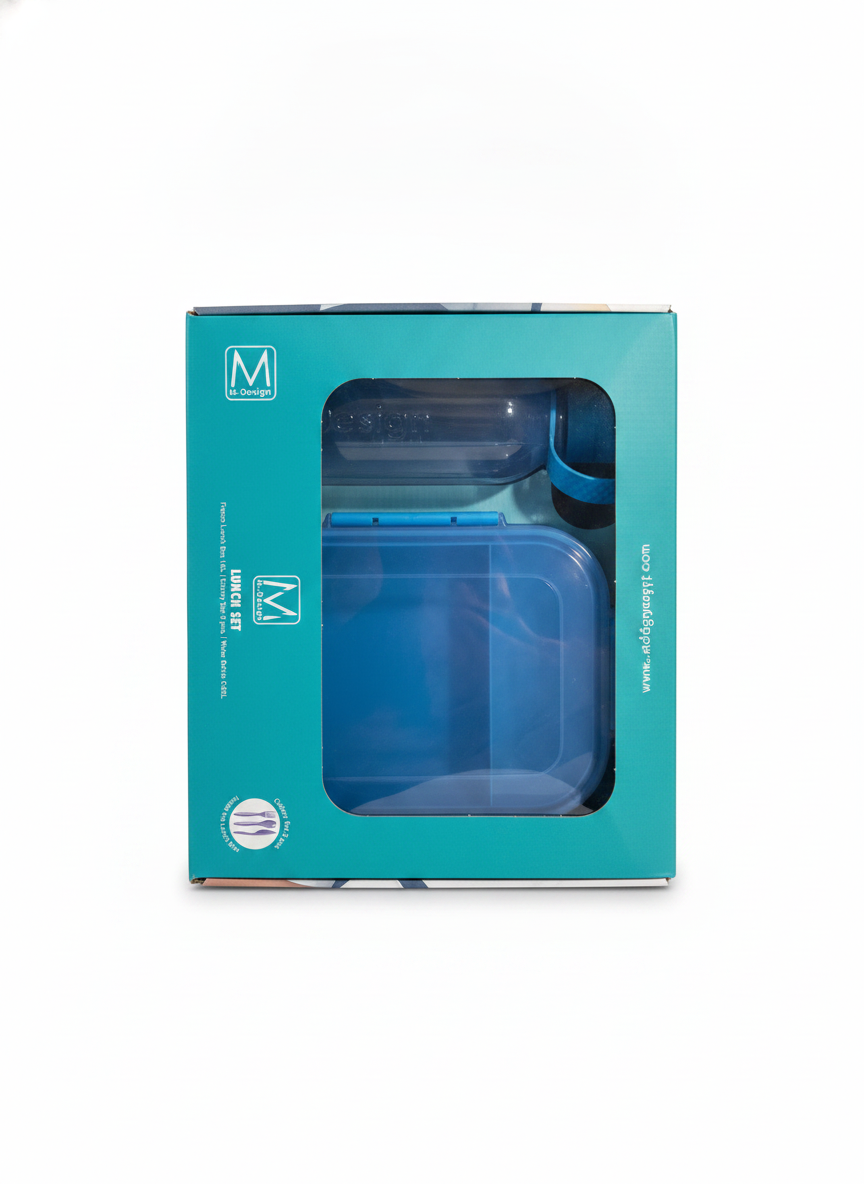 M-Design Fresco Lunch Set (1.6L Lunch Box, 3 pc. Cutlery, 0.65L Water Bottle)
