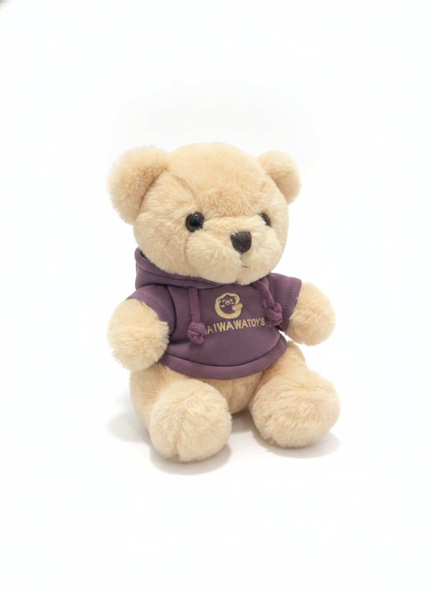 Plush Teddy Bear in Purple Hoodie