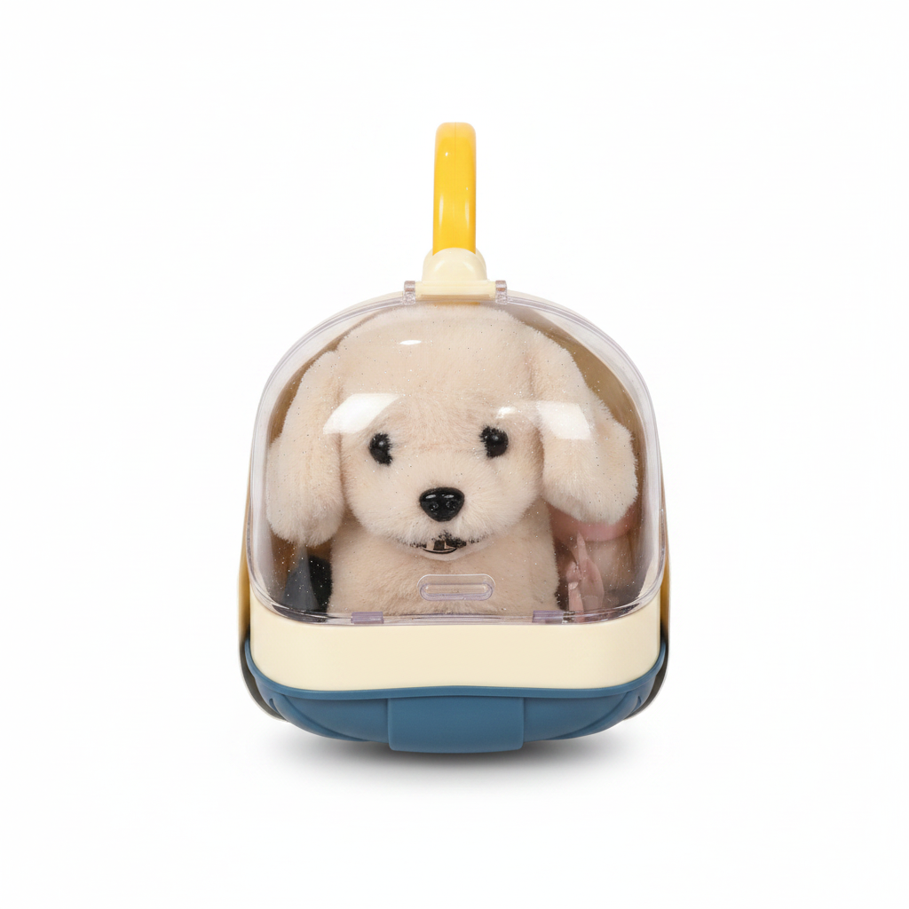 Sparkle Puppy Plush in Portable Pet Carrier