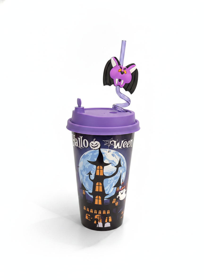 Halloween Themed Bat Straw Tumbler