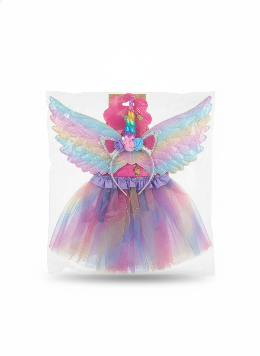 Kids Rainbow Unicorn Fairy Dress-Up Costume Set