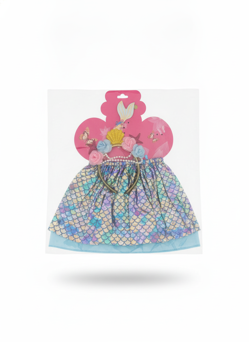 Iridescent Mermaid Skirt & Headband Dress-Up Costume