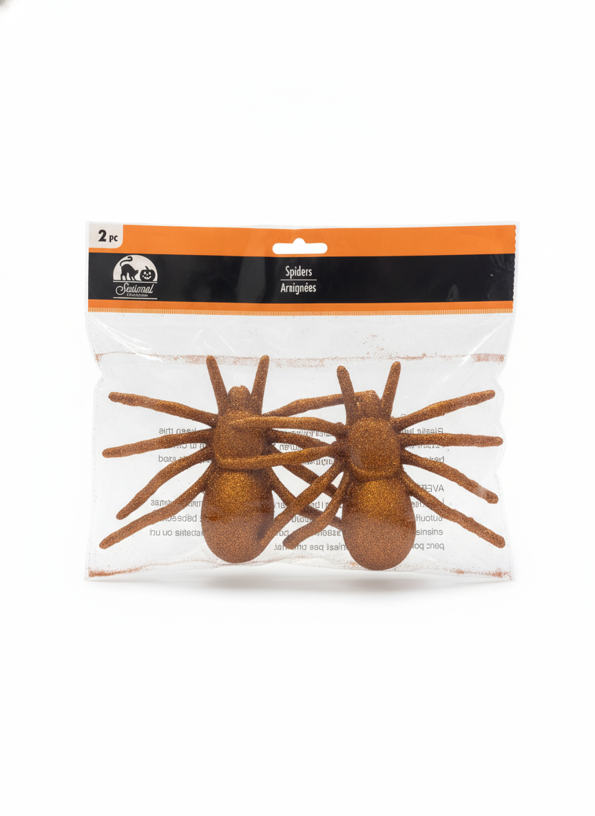 Glitter Spiders Halloween Decoration (2 PC)