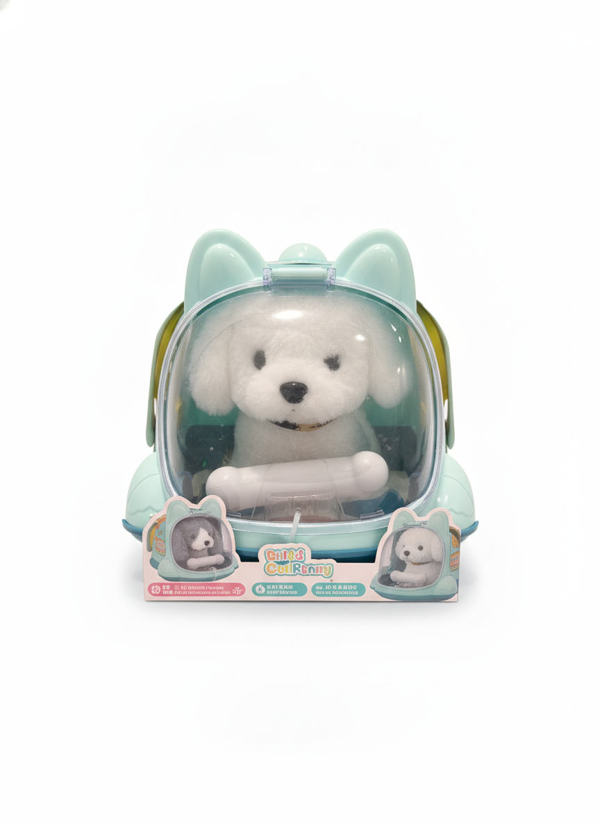 Pet Carrier with Plush Puppy