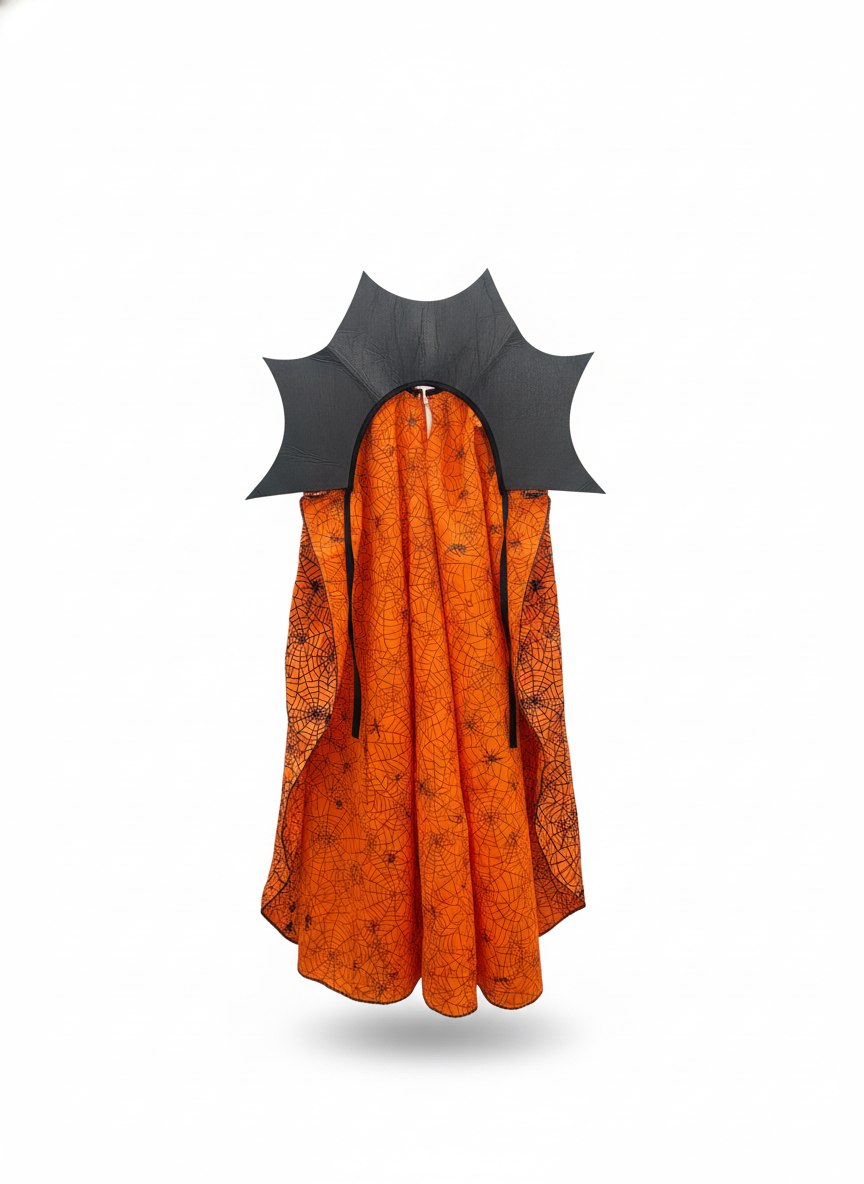 Halloween Bat Wing Cape with Spiderweb Print