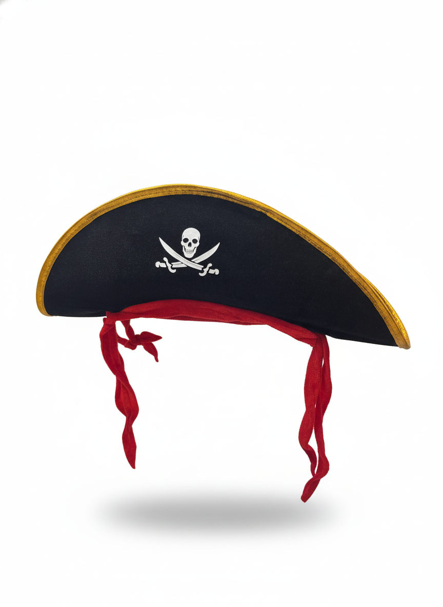 Deluxe Pirate Hat with Skull & Crossbones Emblem