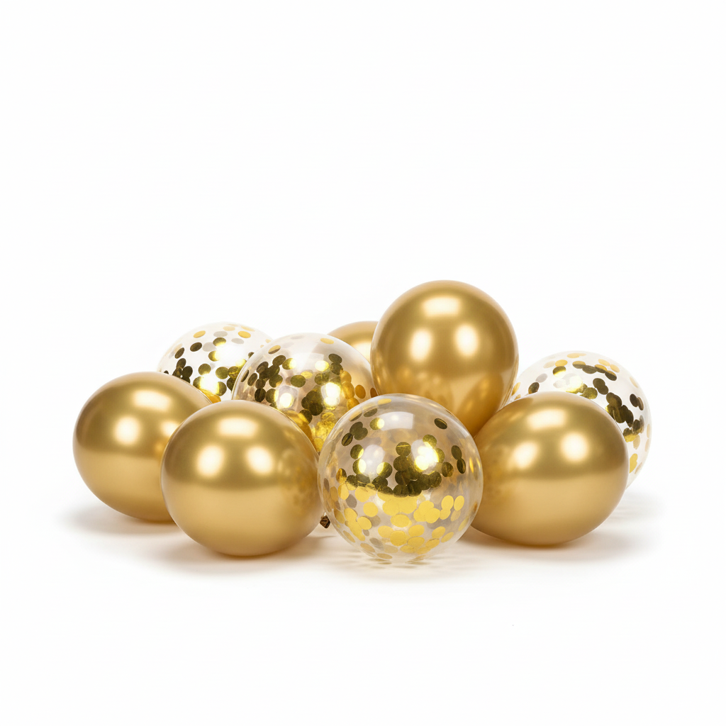 Party Balloon Set - Gold & Confetti (10 PCS)