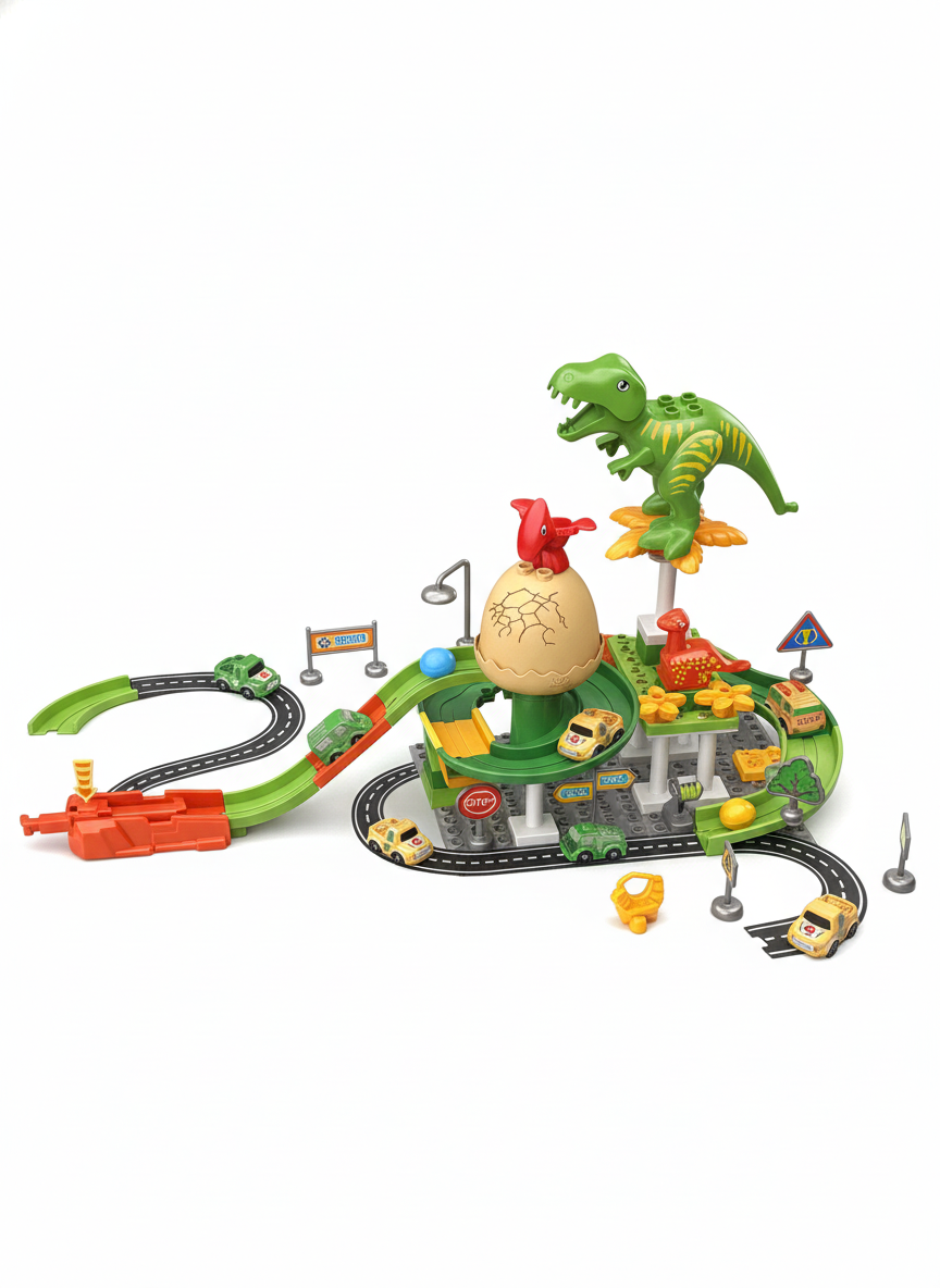 Dinosaur Slide Way Discover World Alloy Pulley Rail Car 54 PCS