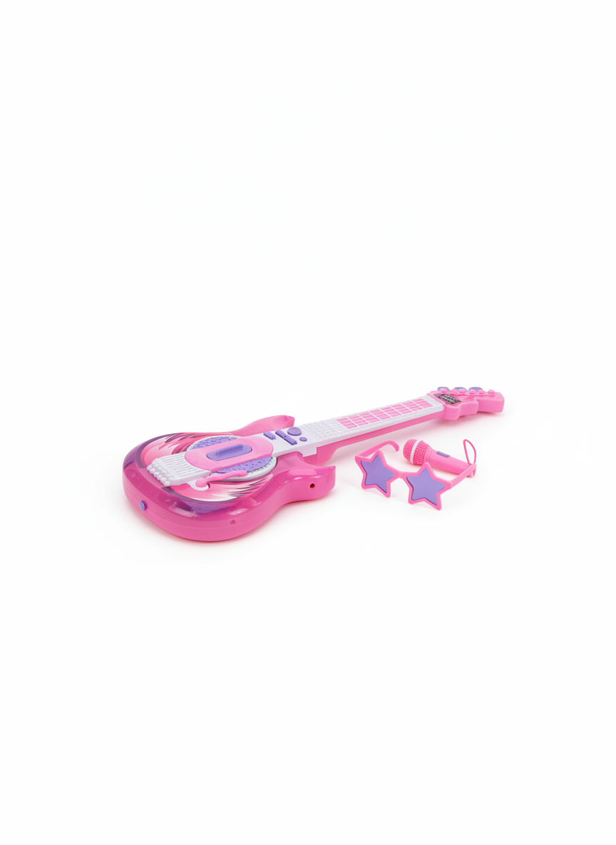 My Music World Brilliant Pink Guitar And Glasses Mic Set